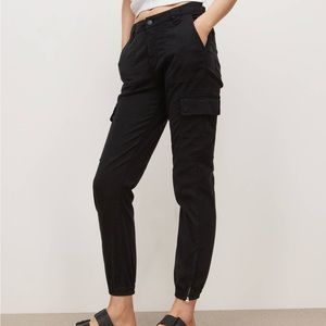 Nola High Rise Slim Cargo Joggers in Washed Black